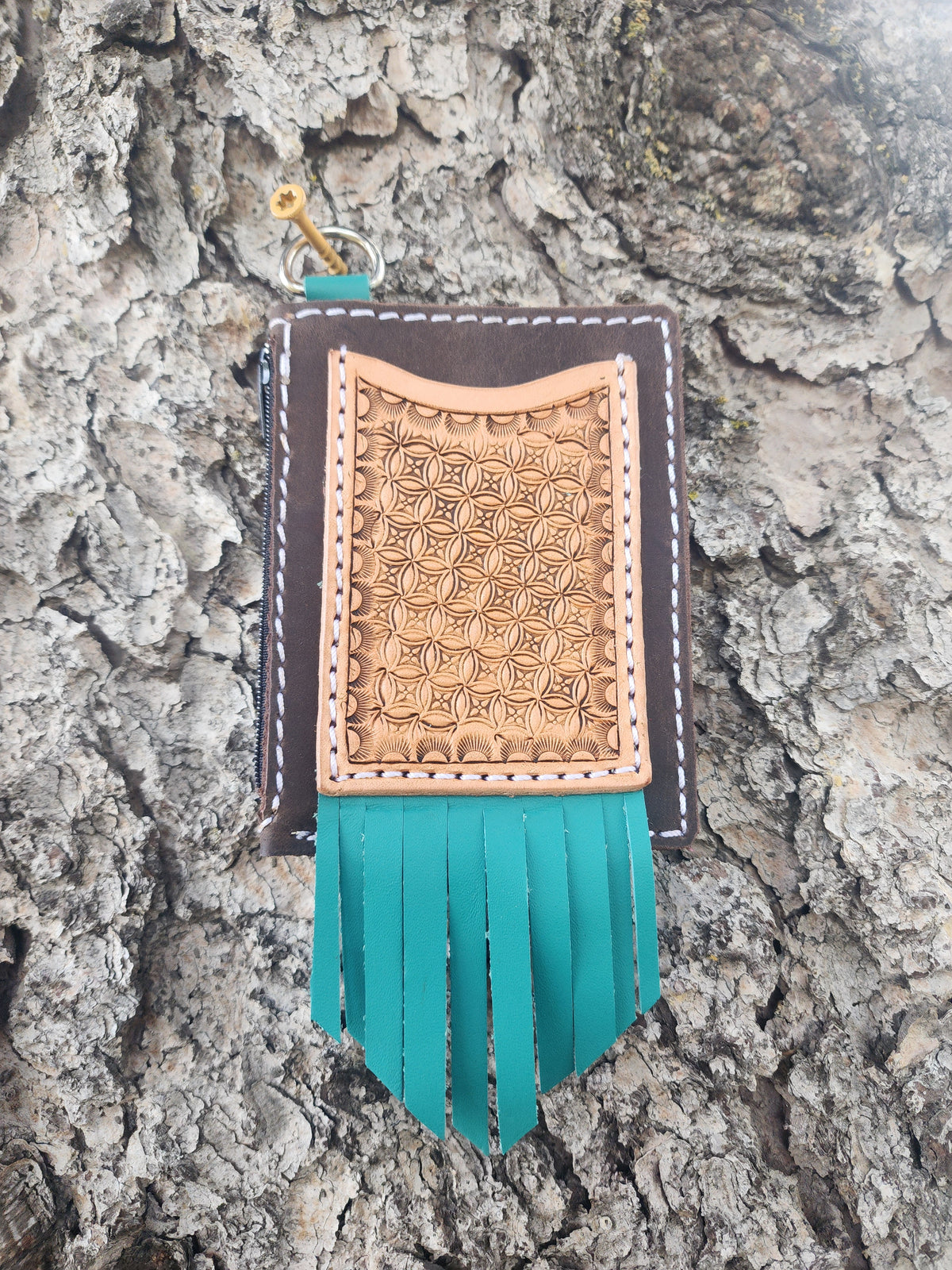 Brown & Turquoise Mini Card Wallet