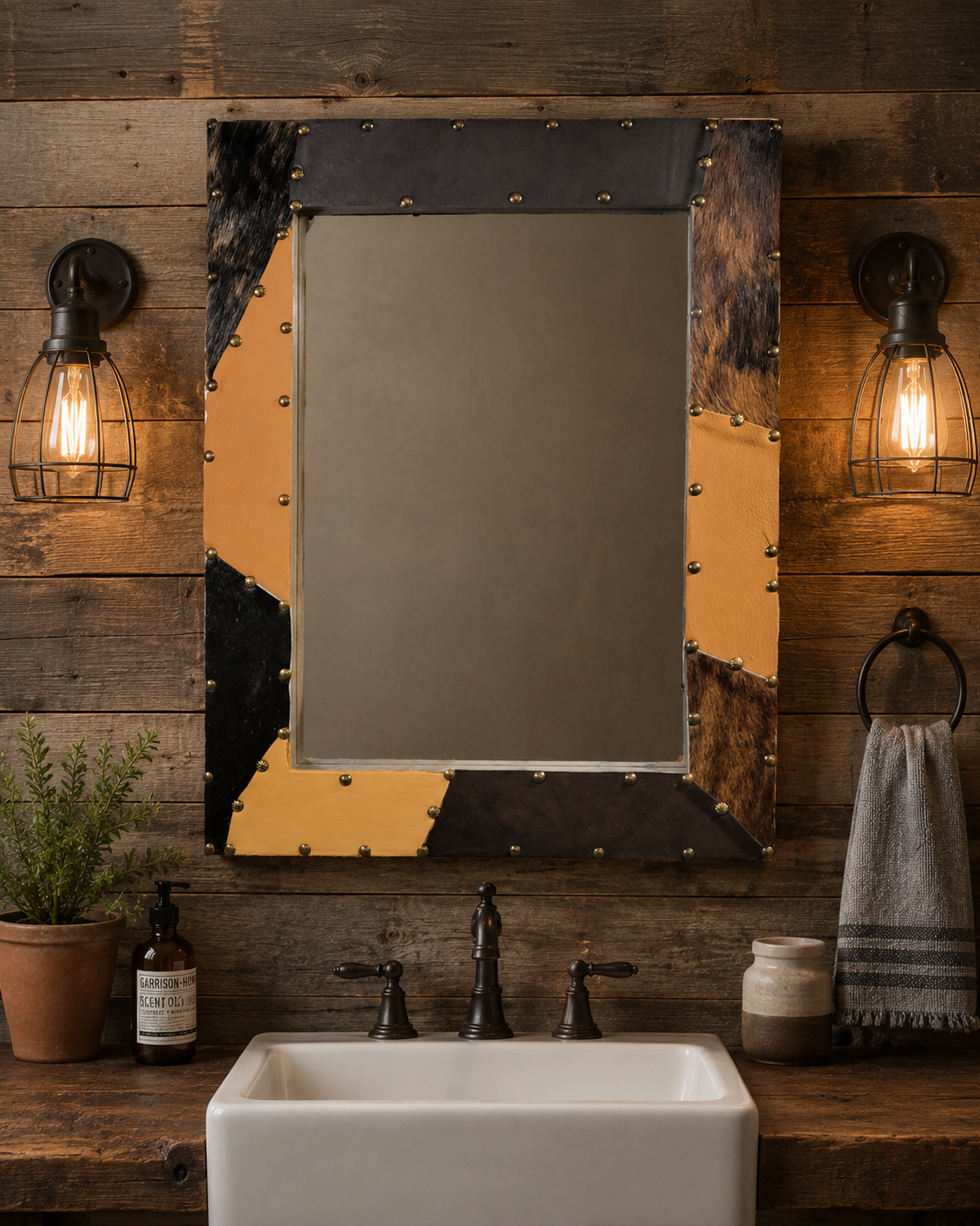 PATCHWORK LEATHER MIRROR